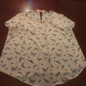 3 for $15 Torrid | Bird Georgette Bow Back Blouse Pink Size 00